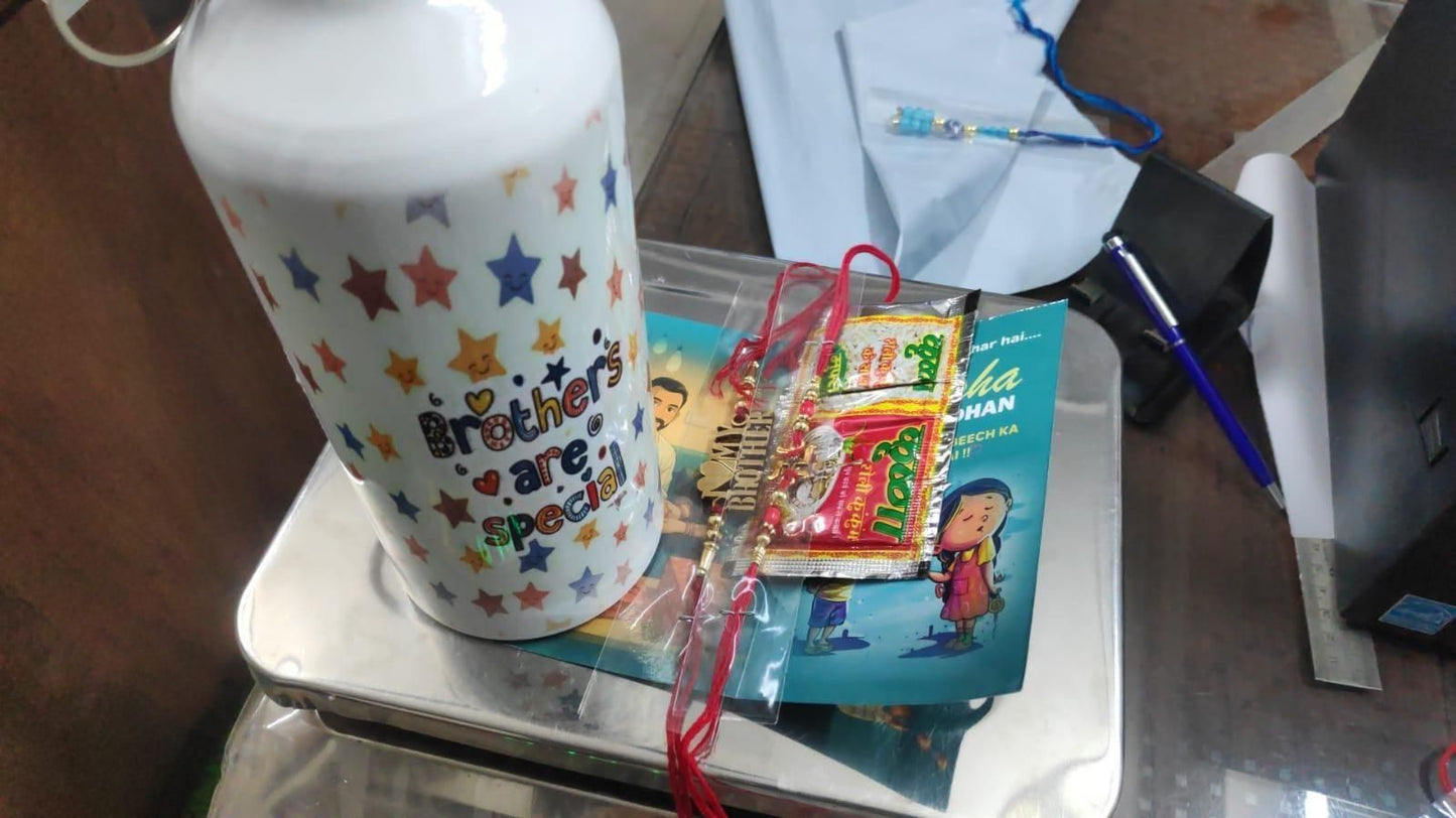 Brother Rakhi Gift Set – Special Bottle with 2 Rakhis
