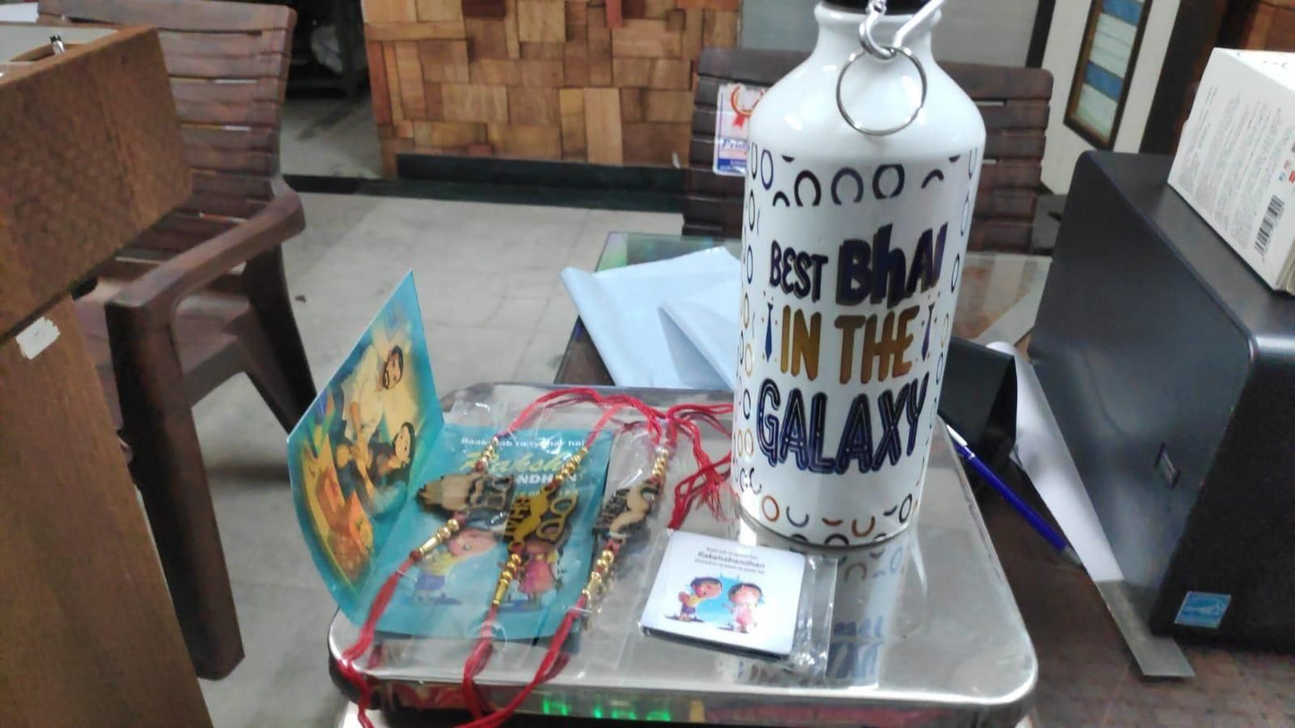 Best Bhai in the Galaxy Rakhi Gift – Bottle with 3 Rakhis