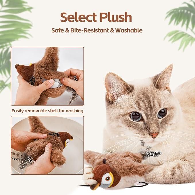 Rechargeable Flapping Bird Cat Toy with Sound