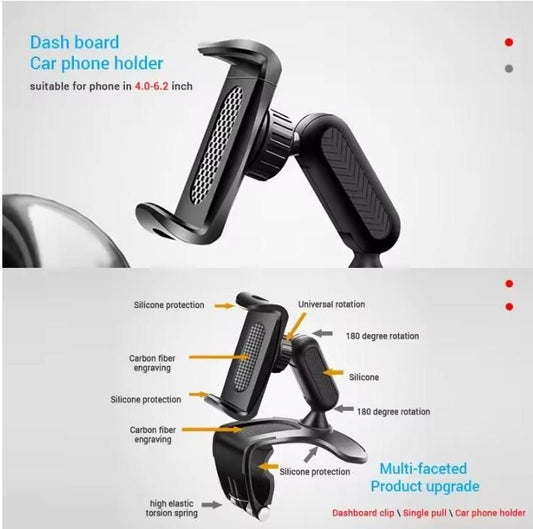 Phone Holder for Car 360° Rotation – Universal Dashboard Mount - ShoCial