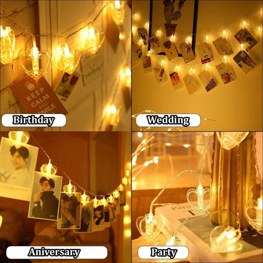 Heart Photo Clip Lights – Warm White LED String