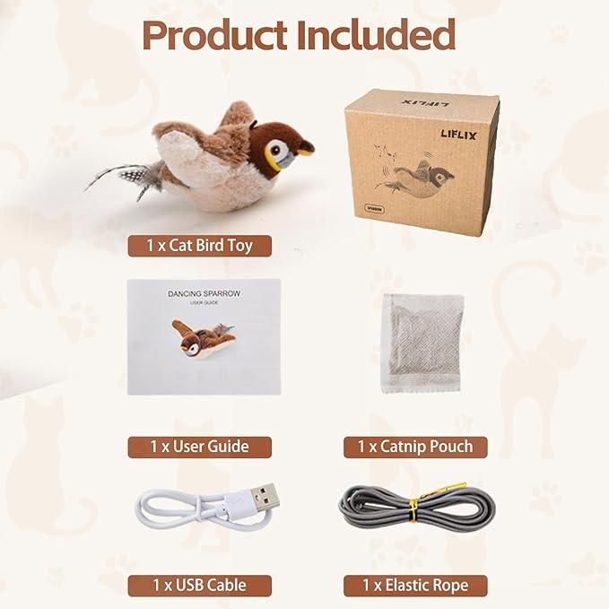Rechargeable Flapping Bird Cat Toy with Sound