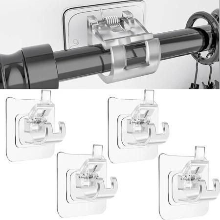 Rods Clips Hook Self Adhesive – Pack of 6 Durable Plastic Holders