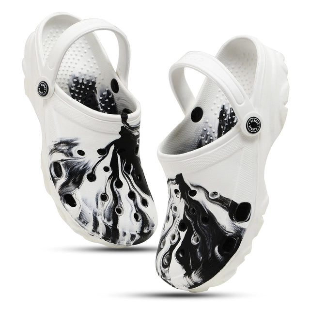 Stylish White & Black Clogs for Men | Comfortable Footwear