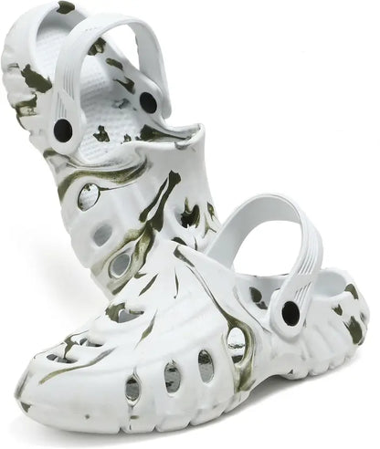 Men’s Stylish Lightweight Clogs – Green & White - ShoCial
