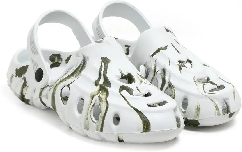Men’s Stylish Lightweight Clogs – Green & White - ShoCial