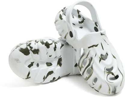 Men’s Stylish Lightweight Clogs – Green & White - ShoCial