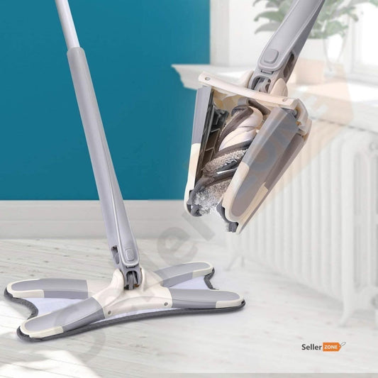 X MOP Microfiber Wet & Dry Mop – 360° Rotating, Grey