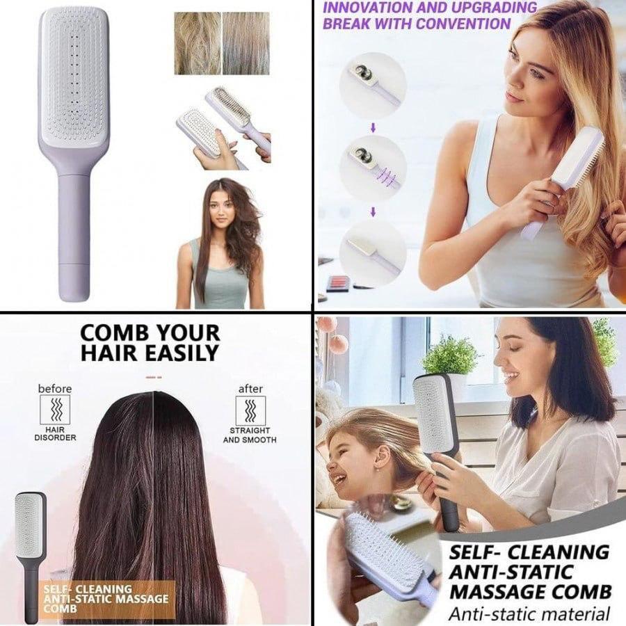 Self-cleaning Anti-static Massage Comb-Pack of 1 - ShoCial