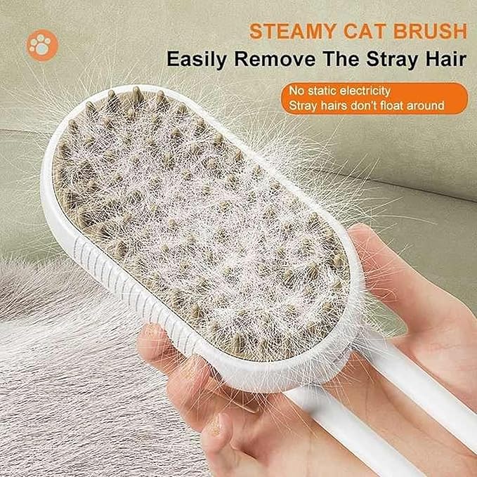 3-in-1 Steam Brush for Dogs & Cats – Groom, Massage, Clean