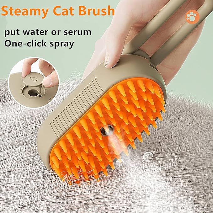 3-in-1 Steam Brush for Dogs & Cats – Groom, Massage, Clean