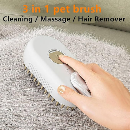 3-in-1 Steam Brush for Dogs & Cats – Groom, Massage, Clean