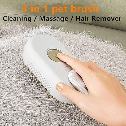 3-in-1 Steam Brush for Dogs & Cats – Groom, Massage, Clean