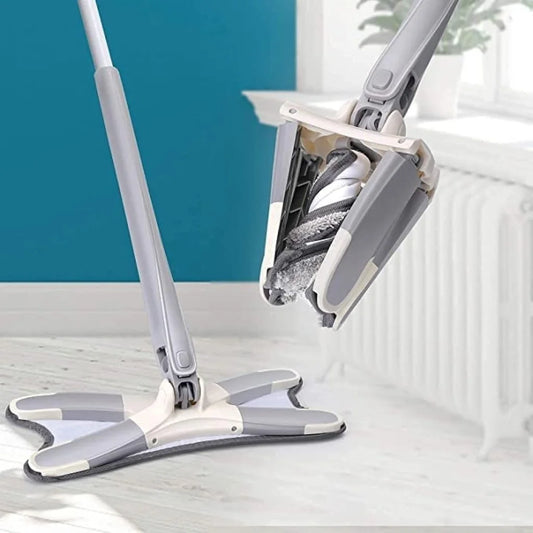 X MOP Microfiber Wet & Dry Mop – 360° Rotating, Grey