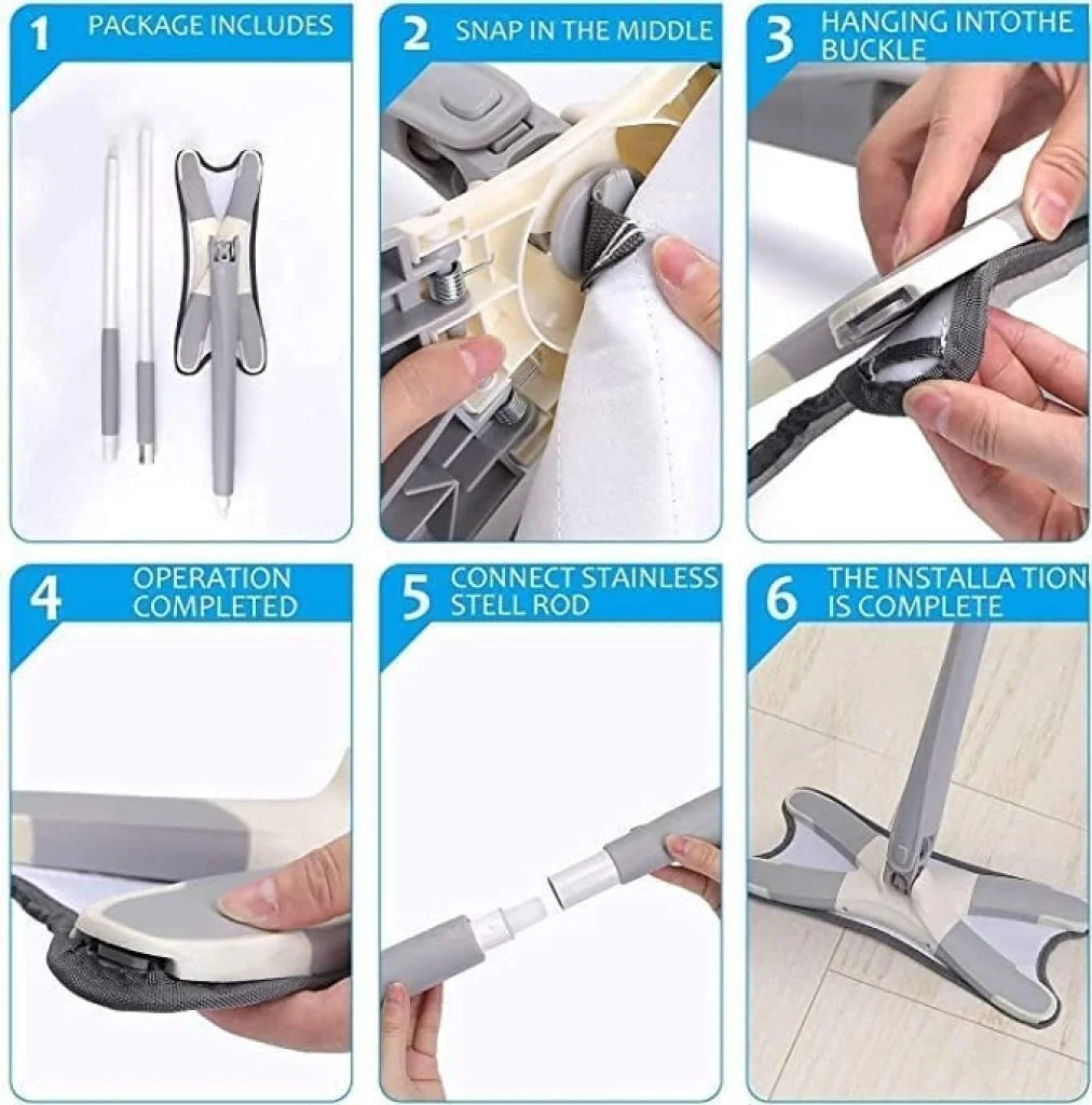 X MOP Microfiber Wet & Dry Mop – 360° Rotating, Grey - ShoCial