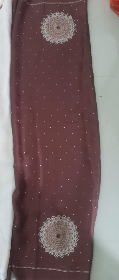 Brown fabric with white patterns on a white background