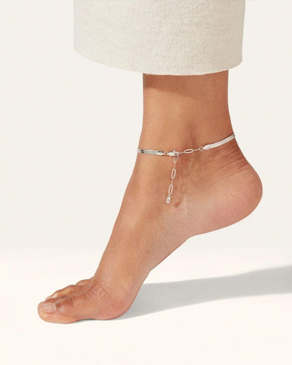 Anti-Tarnish Snake Anklet – Sterling Silver Chain - ShoCial