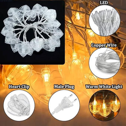 Heart Photo Clip Lights – Warm White LED String