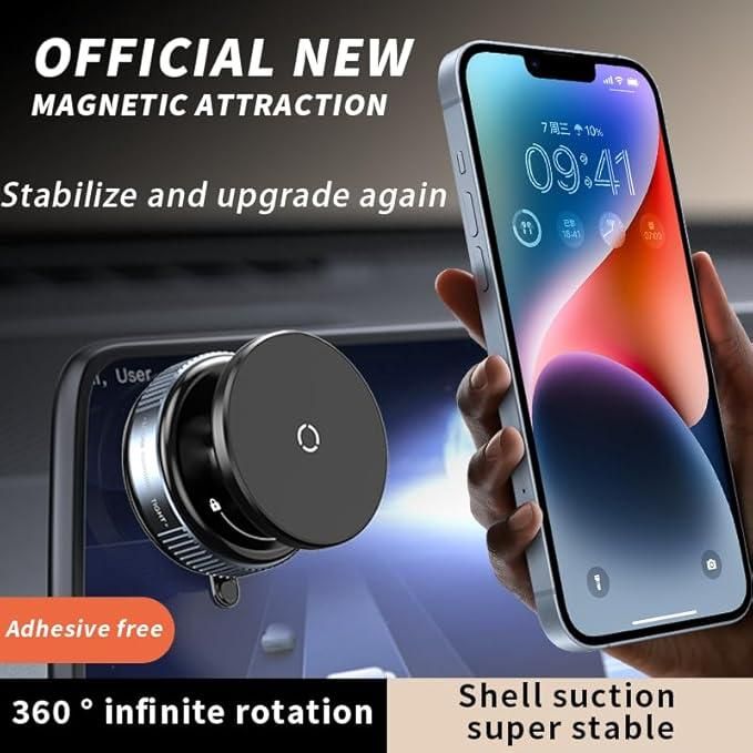 Magnetic Suction Phone Holder – 360° Rotating Mobile Stand