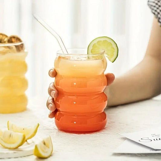 Wave Shape Glass with Wooden Cap – Premium Drinking Glass
