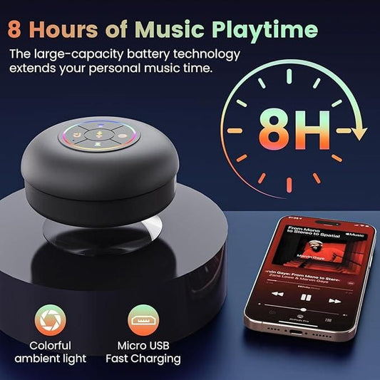 Waterproof Bluetooth Speaker with LED Lights – Suction Cup