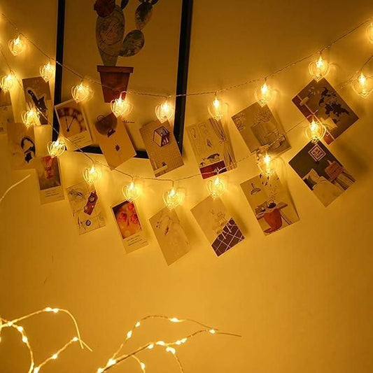 Heart Photo Clip Lights – Warm White LED String