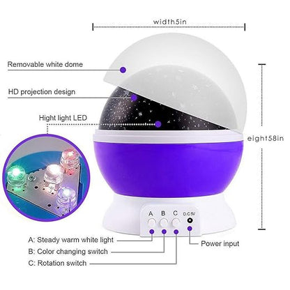 Star Moon Night Light – Rotating Colorful LED Projector