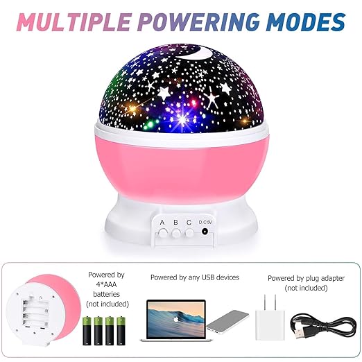 Star Moon Night Light – Rotating Colorful LED Projector