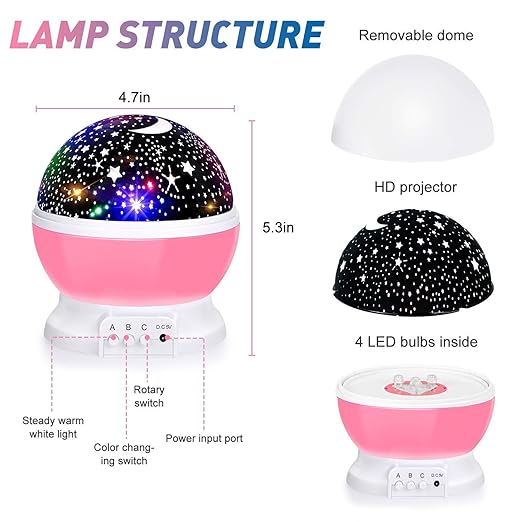 Star Moon Night Light – Rotating Colorful LED Projector