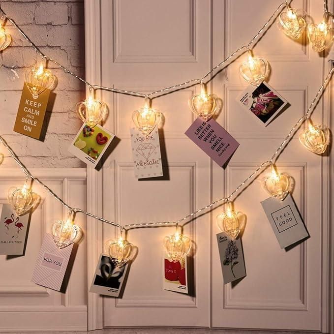 Heart Photo Clip Lights – Warm White LED String
