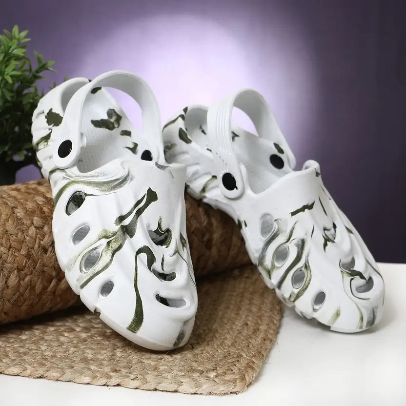 Men’s Stylish Lightweight Clogs – Green & White - ShoCial