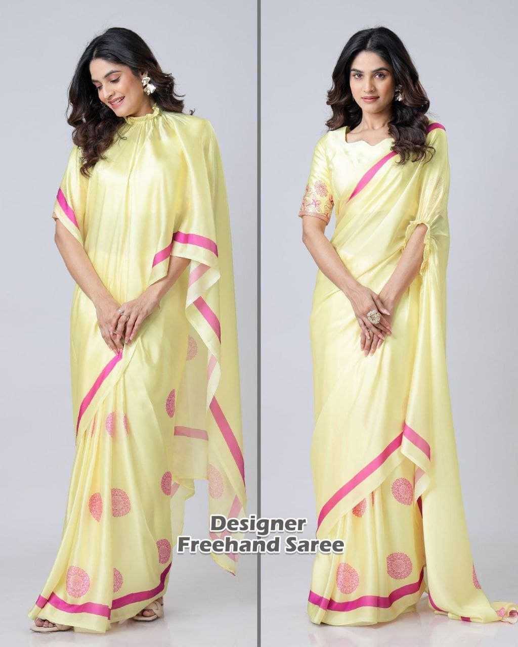 Premium Georgette Silk Printed Kaftan Saree with Unstitched Blouse