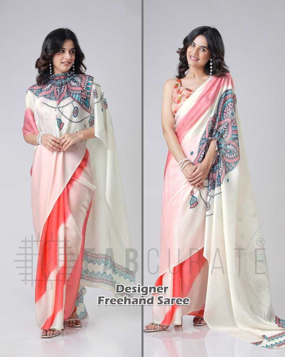 Premium Georgette Silk Printed Kaftan Saree with Unstitched Blouse