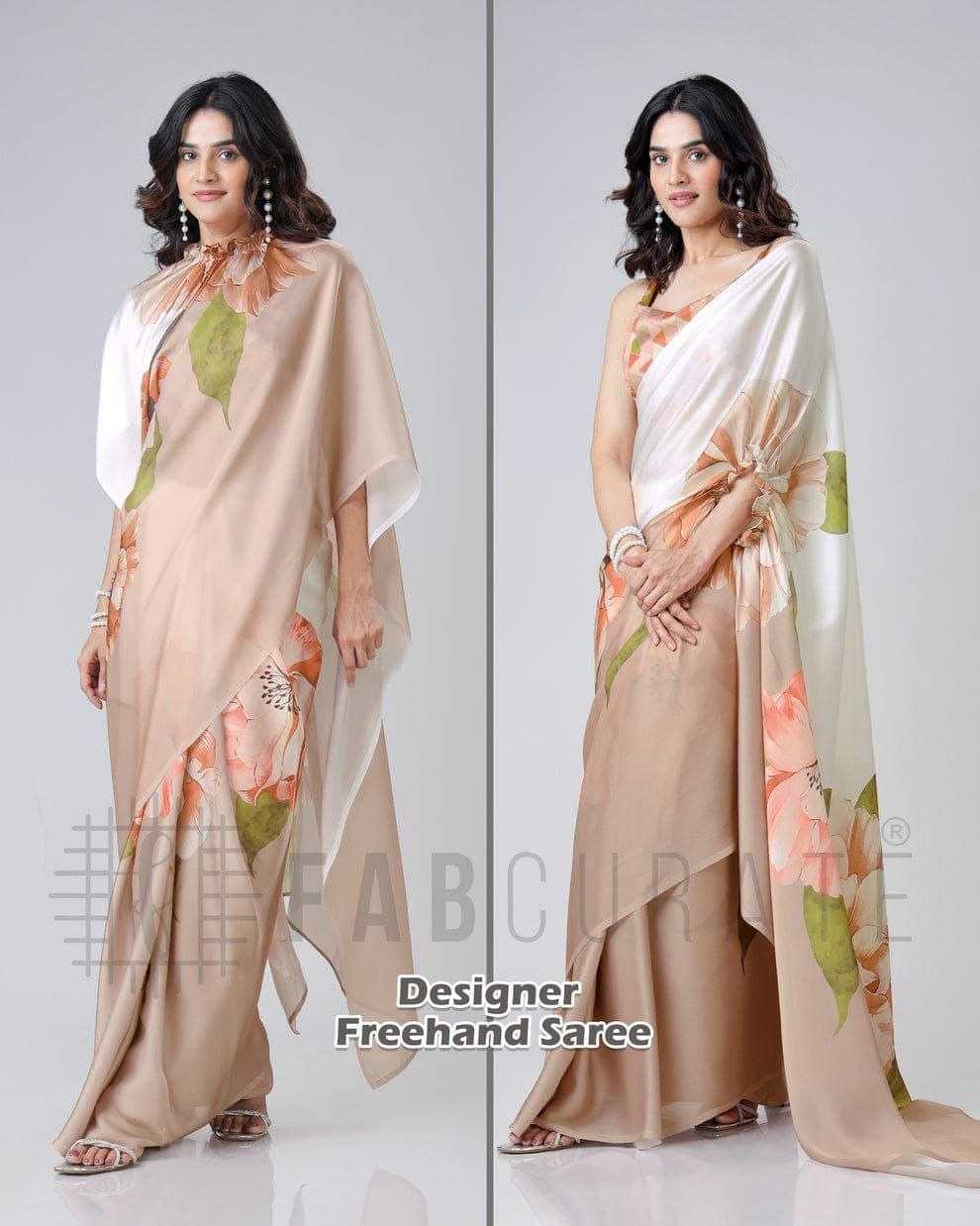 Premium Georgette Silk Printed Kaftan Saree with Unstitched Blouse