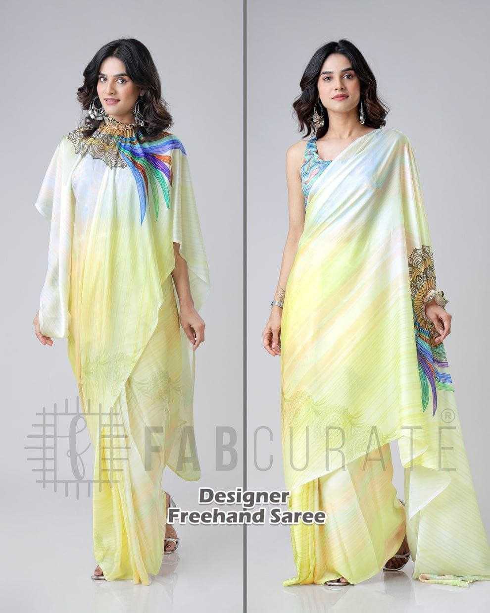 Premium Georgette Silk Printed Kaftan Saree with Unstitched Blouse
