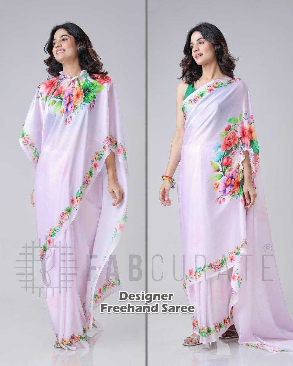 Premium Georgette Silk Printed Kaftan Saree with Unstitched Blouse