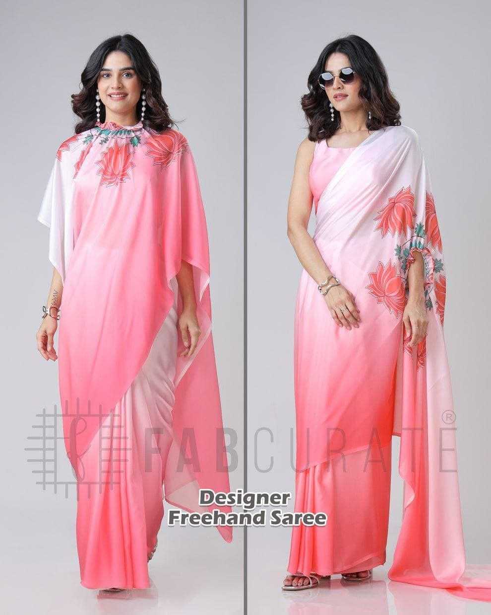 Premium Georgette Silk Printed Kaftan Saree with Unstitched Blouse