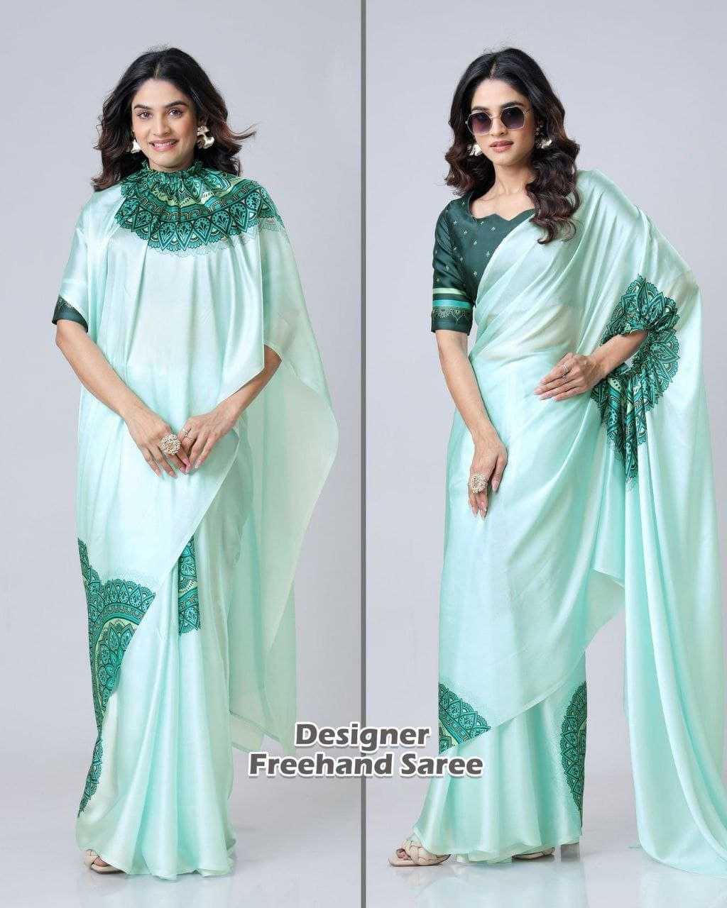 Premium Georgette Silk Printed Kaftan Saree with Unstitched Blouse