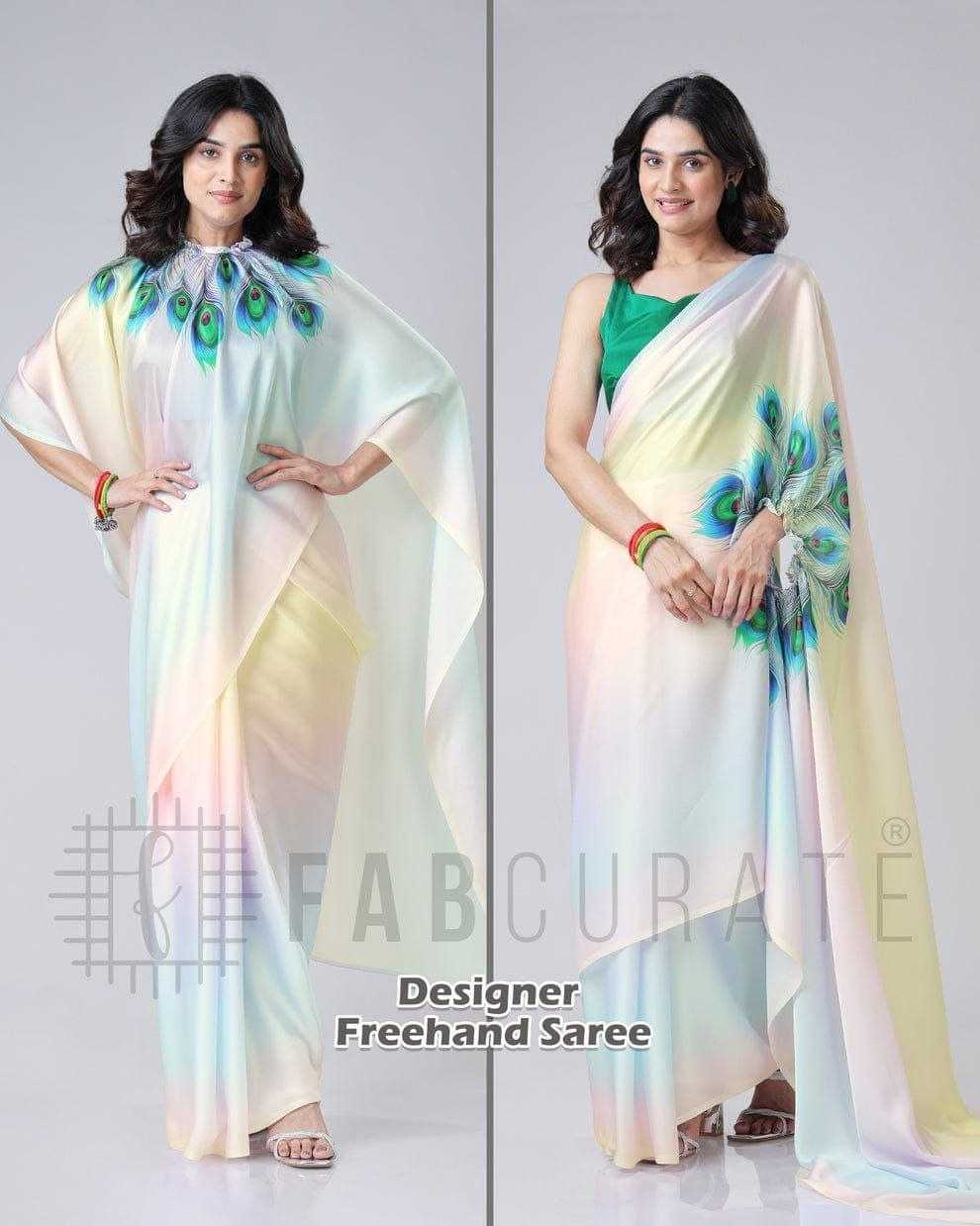 Premium Georgette Silk Printed Kaftan Saree with Unstitched Blouse