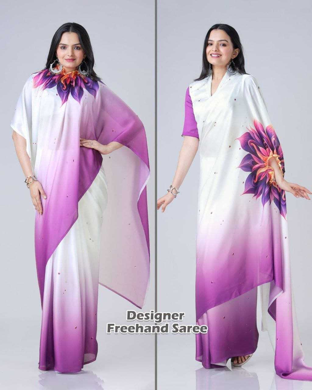 Premium Georgette Silk Printed Kaftan Saree with Unstitched Blouse