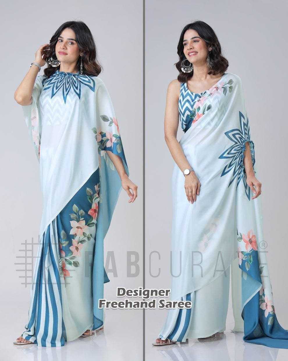 Premium Georgette Silk Printed Kaftan Saree with Unstitched Blouse