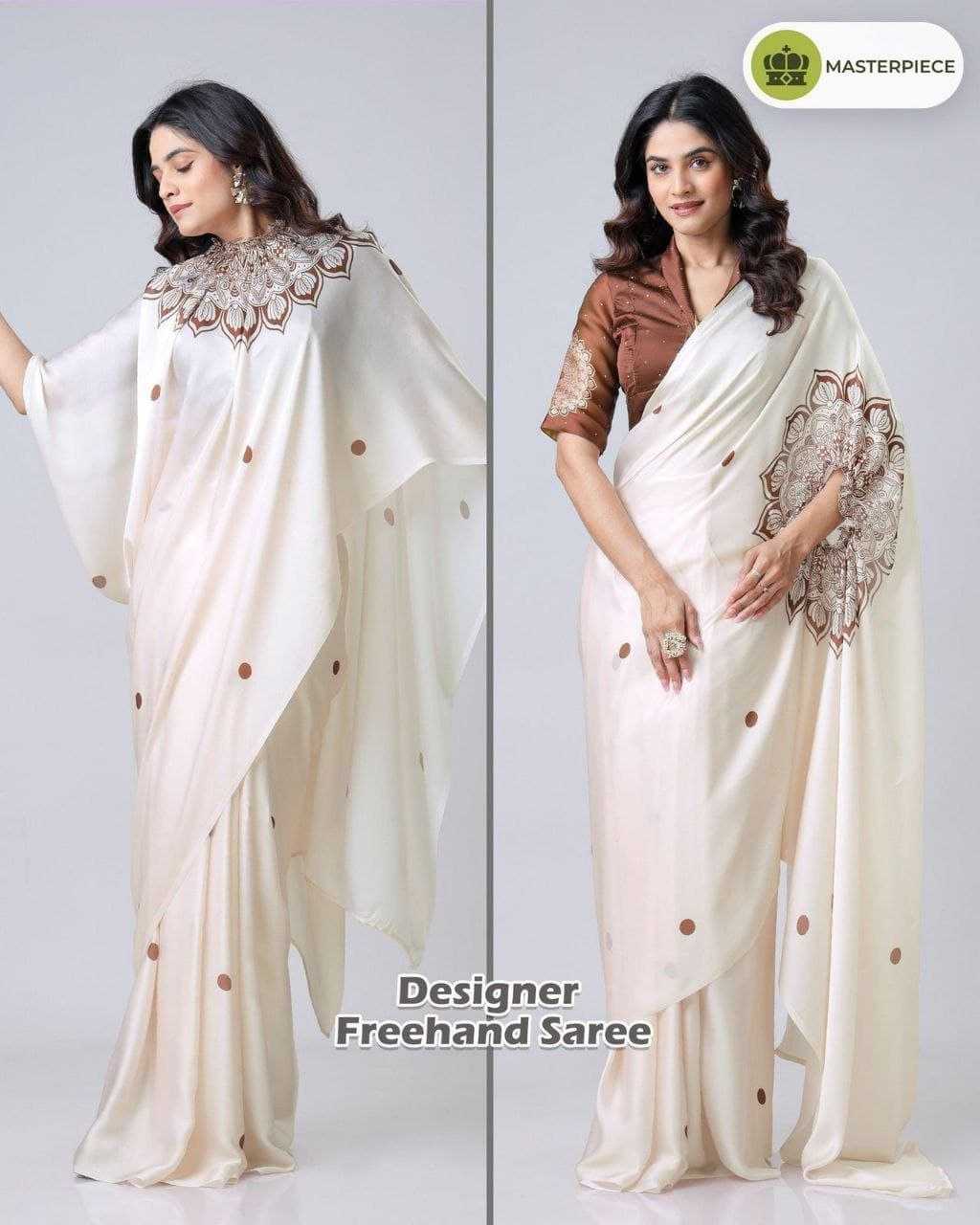 Premium Georgette Silk Printed Kaftan Saree with Unstitched Blouse