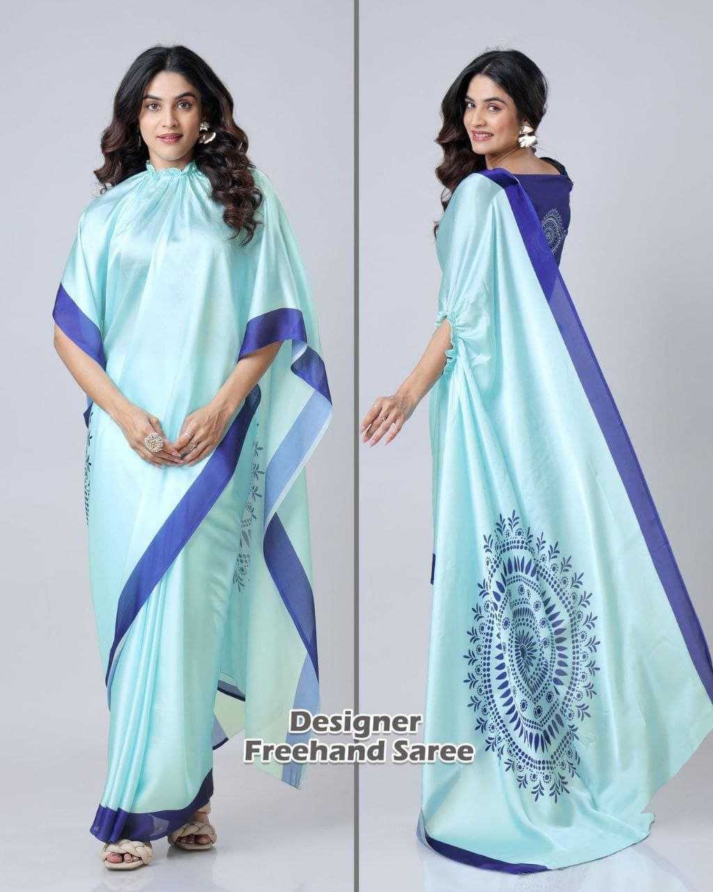 Premium Georgette Silk Printed Kaftan Saree with Unstitched Blouse