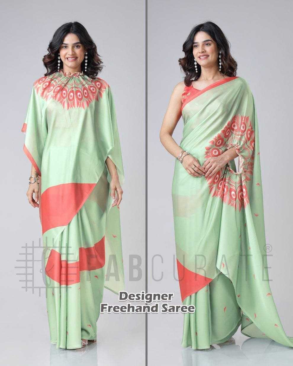 Premium Georgette Silk Printed Kaftan Saree with Unstitched Blouse