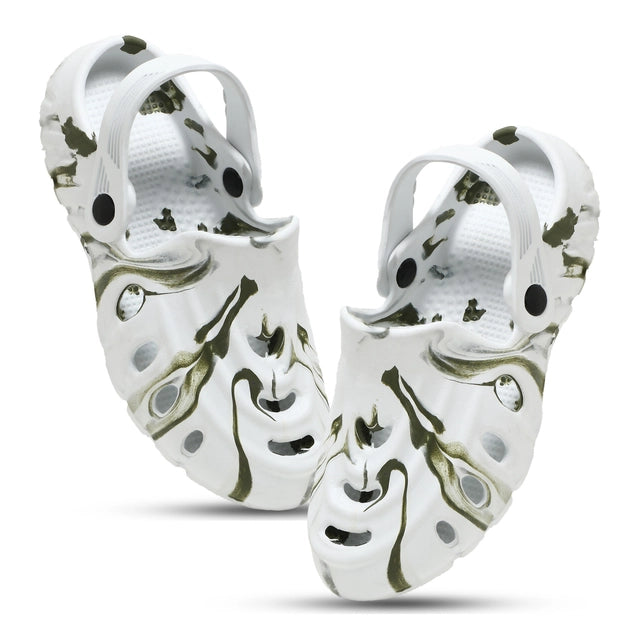 Men’s Stylish Lightweight Clogs – Green & White - ShoCial