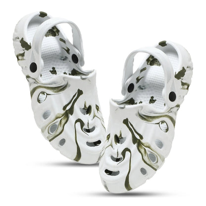 Men’s Stylish Lightweight Clogs – Green & White - ShoCial