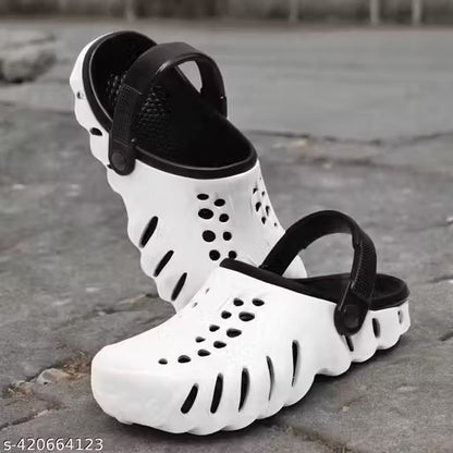 Men’s Lightweight Black & White Clogs – Comfortable Sandals