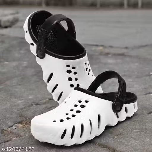 Men’s Lightweight Black & White Clogs – Comfortable Sandals
