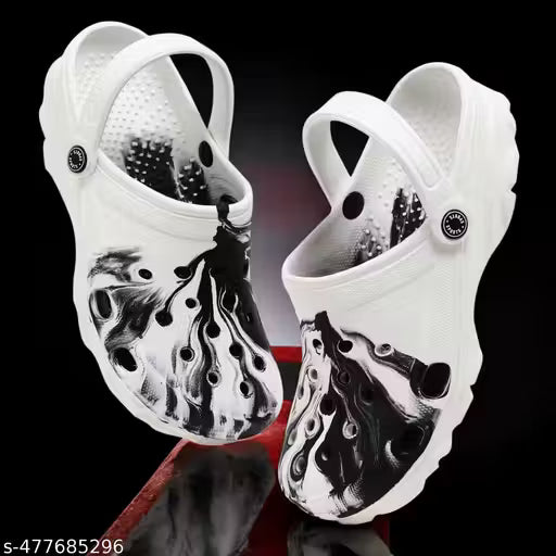 Stylish White & Black Clogs for Men | Comfortable Footwear