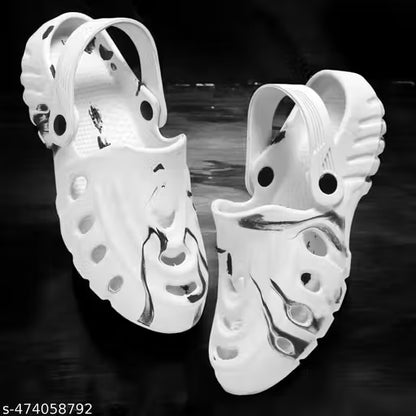 Men’s Stylish Lightweight Clogs – White & Black - ShoCial